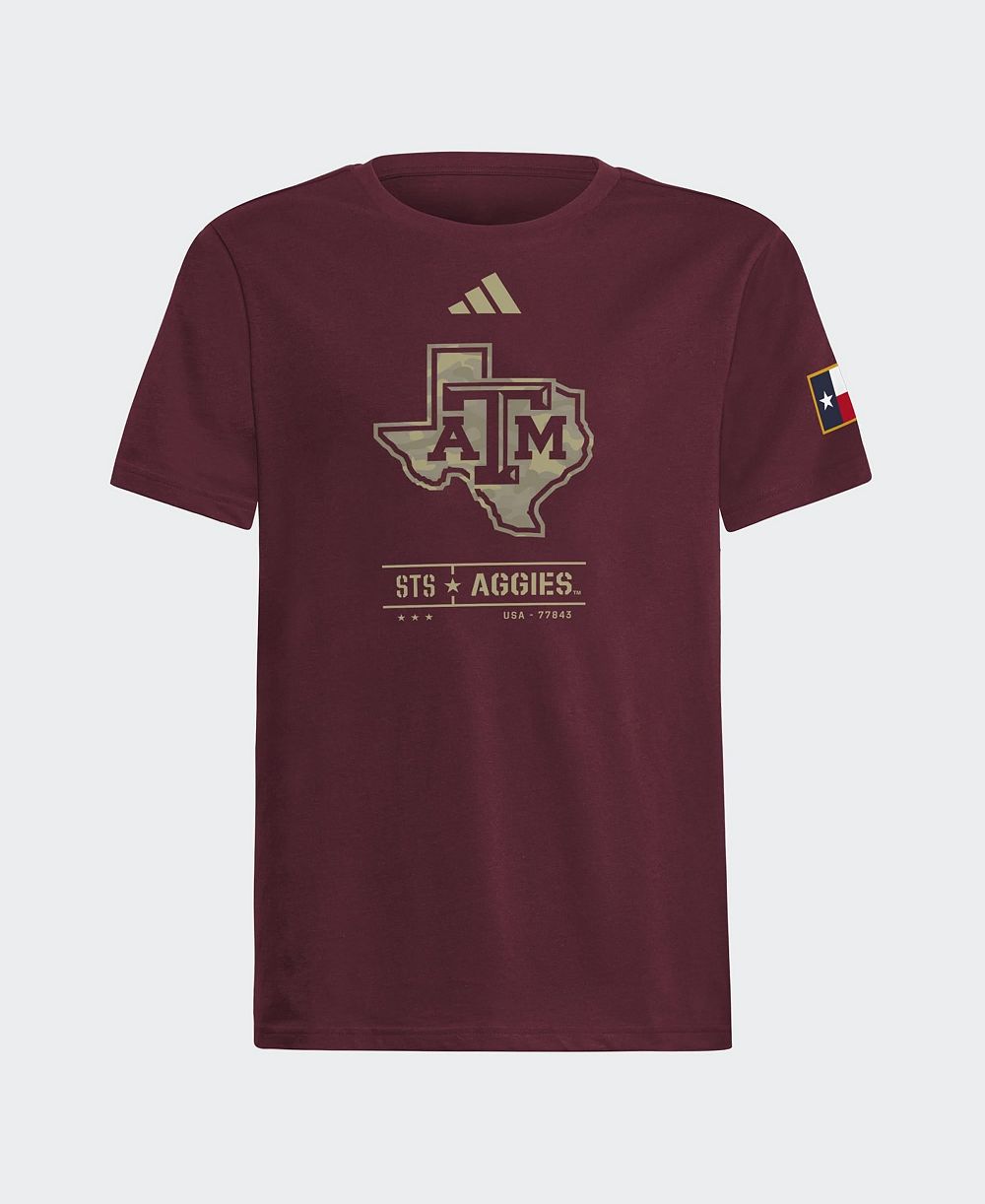 Футболка adidas для мальчиков старшего возраста и девочек бордовая Texas A M Aggies Honor Support