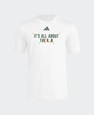 Men's adidas  White Miami Hurricanes Locker Slogan Football Pre-Game T-Shirt