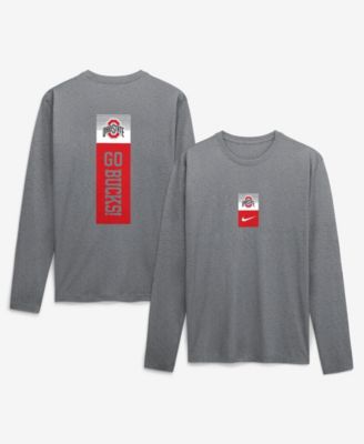 Men's Nike  Heather Gray Ohio State Buckeyes Double Stack Legend Dri-FIT Long Sleeve T-Shirt
