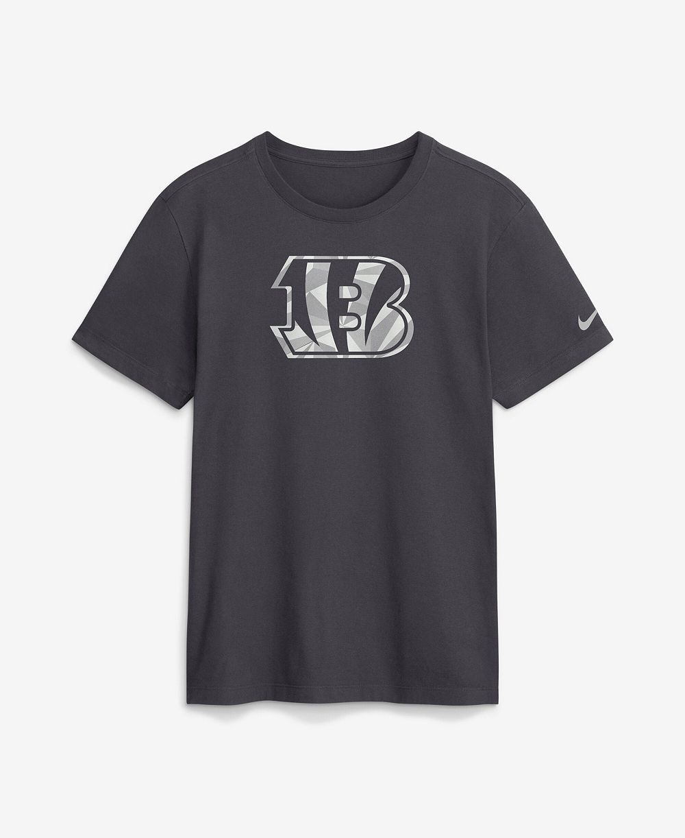 Men's Nike Anthracite Cincinnati Bengals Fractal Logo T-Shirt