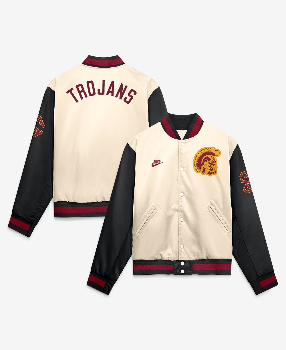 Men's Nike  Natural/Black USC Trojans Legacy Full-Snap Bomber Jacket