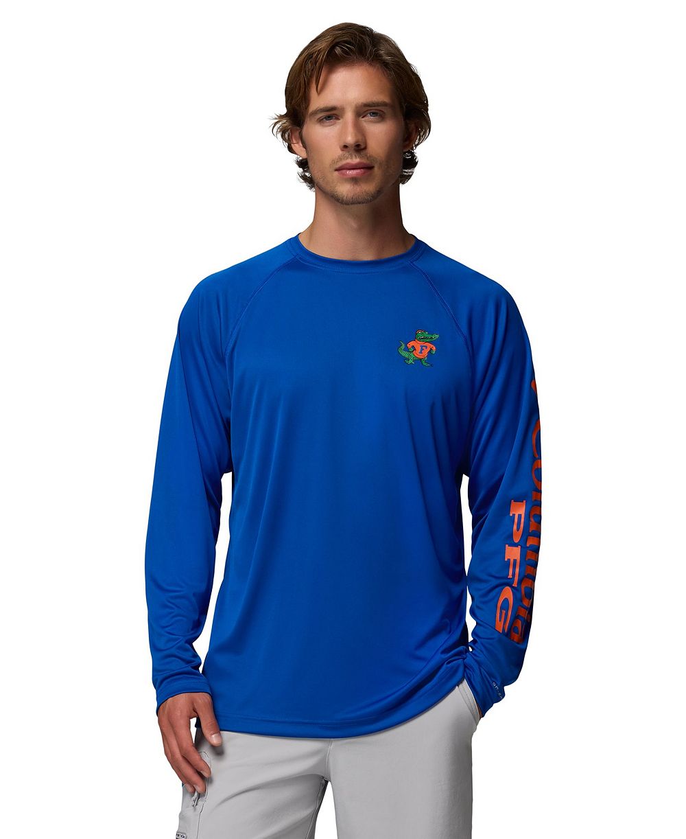 Men's Columbia Royal Florida Gators Terminal Tackle Omni-Shade Raglan Long Sleeve T-Shirt