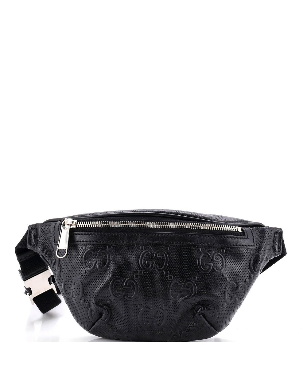 Регулируемая кожаная сумка-ремень Pre-Owned Gucci Small GG Embossed Perforated Adjustable Leather Belt Bag с тиснением GG