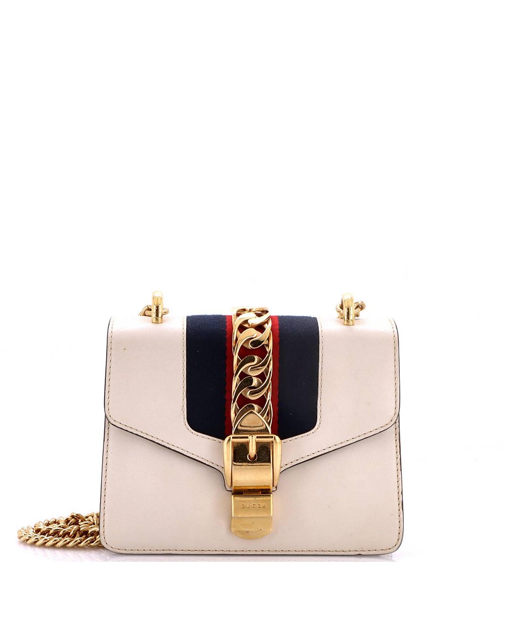 Pre-Owned Gucci Mini Sylvie Chain Shoulder Bag Leather