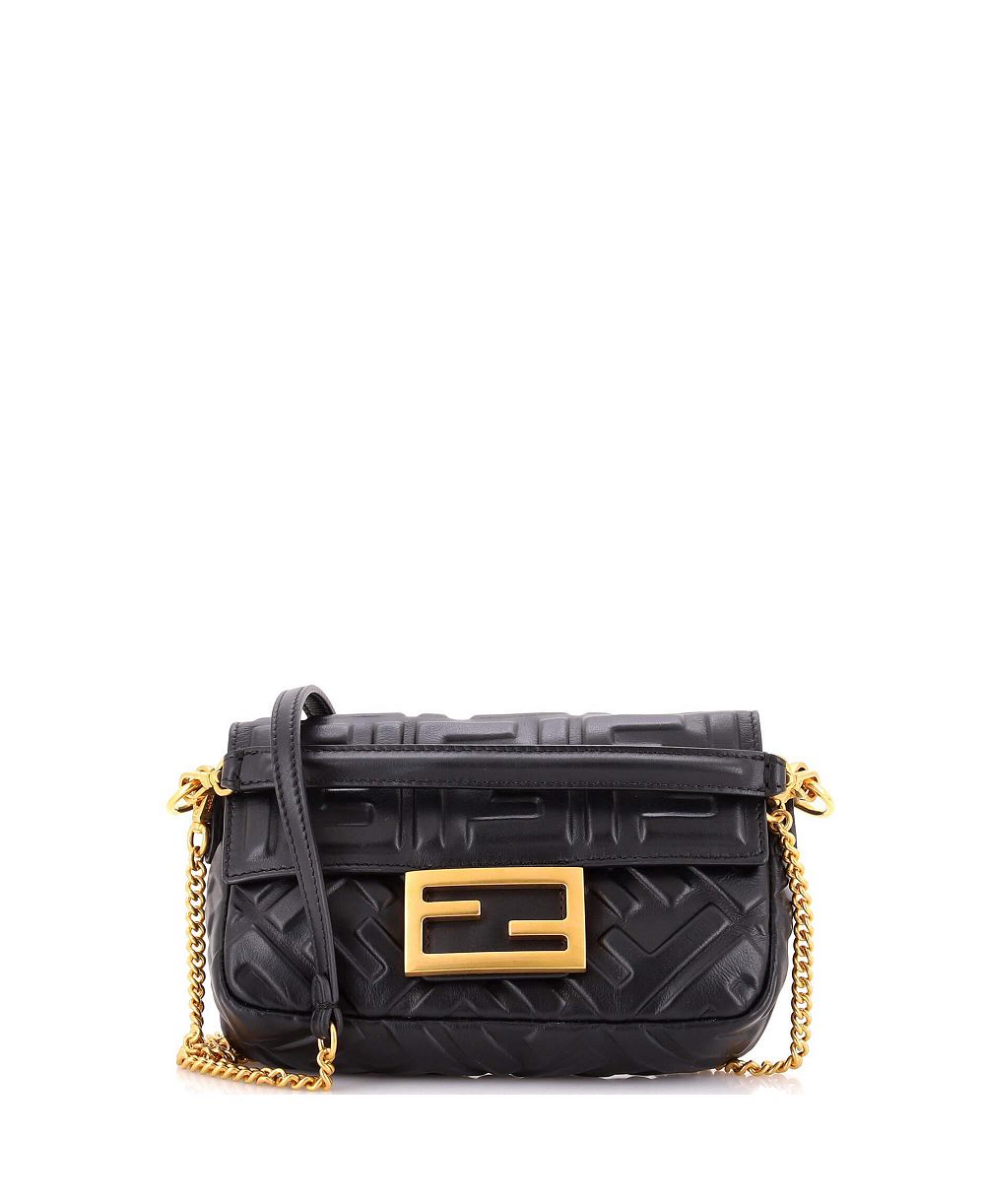 Pre-Owned мини-сумка Fendi Mini Baguette NM из кожи с тиснением Zucca