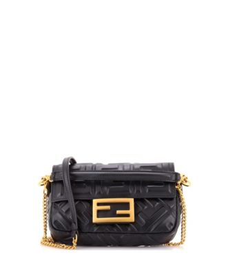 Pre-Owned мини-сумка Fendi Mini Baguette NM из кожи с тиснением Zucca