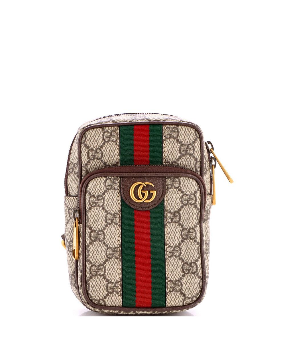 Pre-Owned Gucci мини-сумка через плечо Ophidia с передним карманом на молнии из ткани GG coated canvas