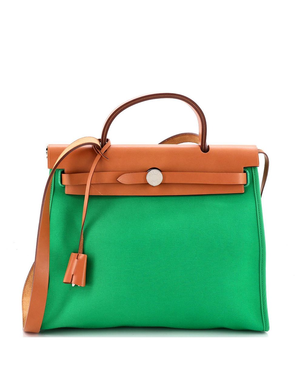 Б/у сумка через плечо Hermés Herbag Zip из кожи и ткани