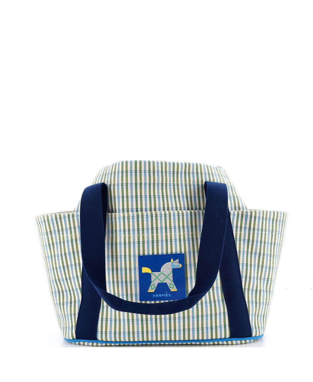 Б/у сумка-тоут Hermes Animaux Nattes Nappy Canvas
