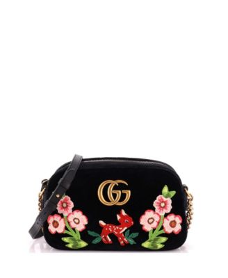 Pre-Owned Gucci маленькая сумка GG Marmont для фотоаппарата с вышитым бархатным мателассе