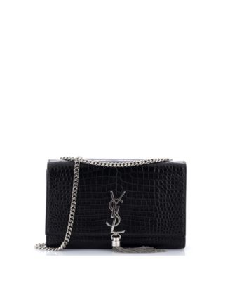 Pre-Owned Saint Laurent Medium Classic Monogram Tassel Crossbody Bag Embossed Leather