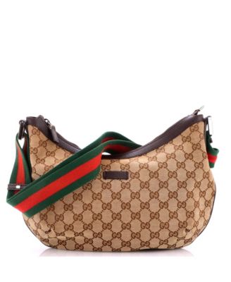 Pre-Owned Gucci Medium Saddle Zip Messenger Bag GG Canvas with Leather