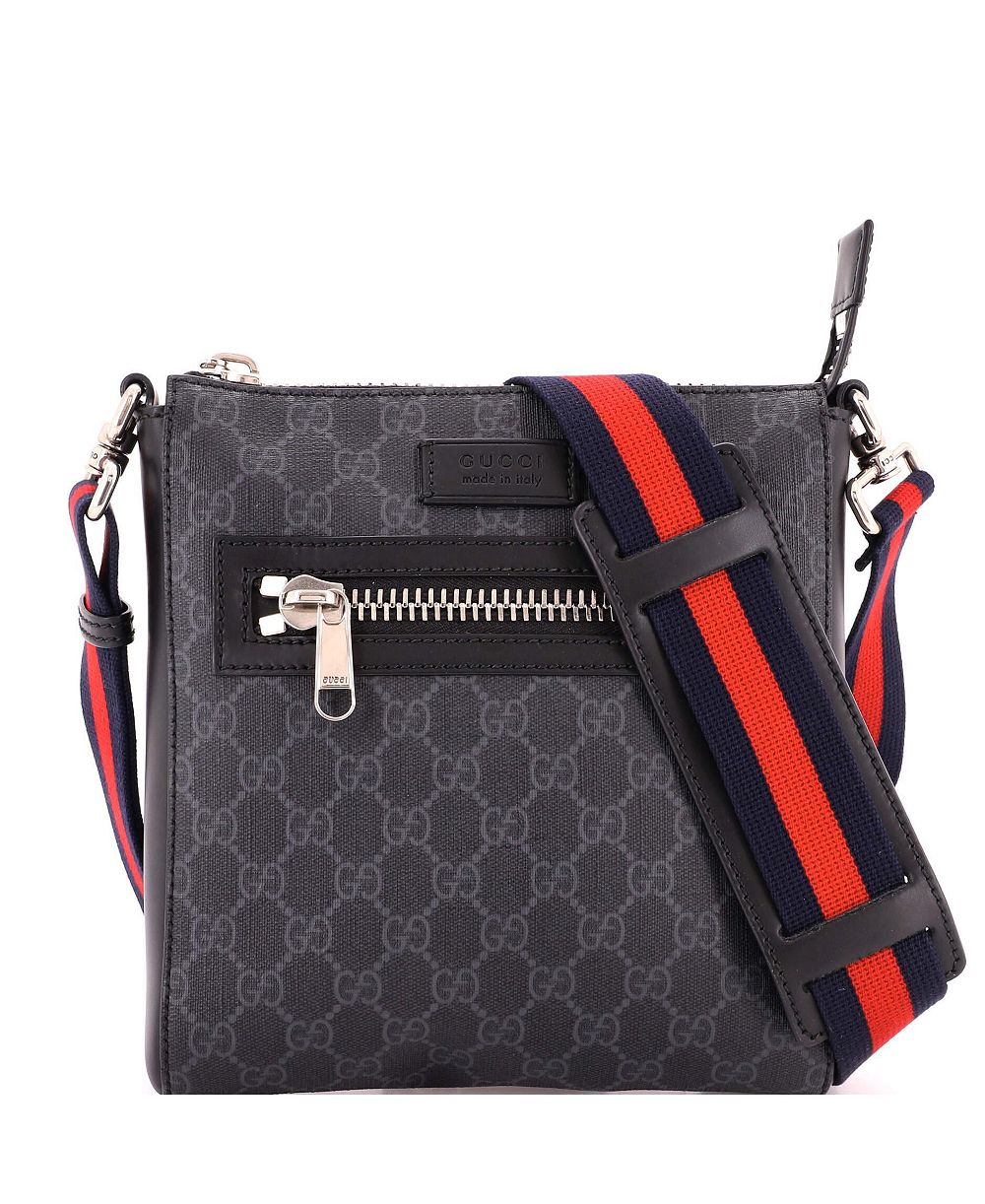 Б/у небольшая сумка-мессенджер Gucci Small Web Strap Front Zip GG из лакированной ткани