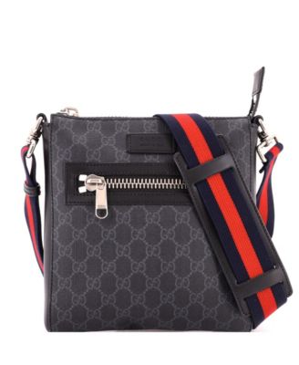 Б/у небольшая сумка-мессенджер Gucci Small Web Strap Front Zip GG из лакированной ткани