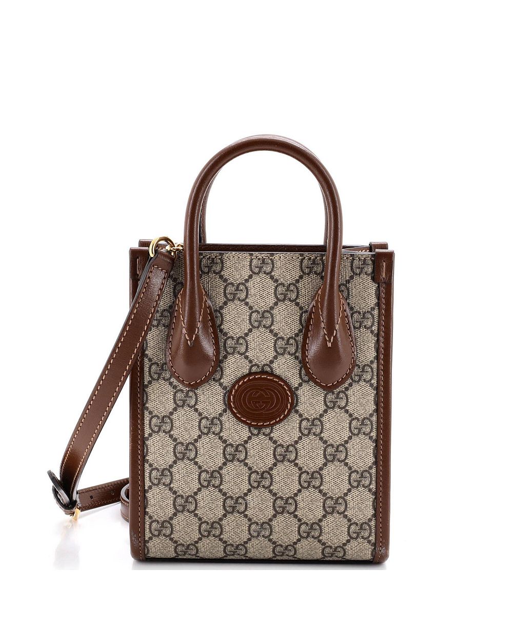 Pre-Owned Gucci Mini Interlocking G Patch Tote GG Coated Canvas