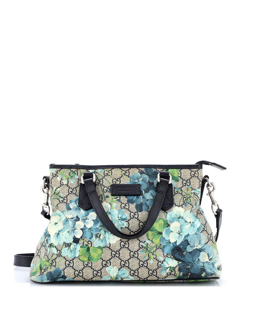 Pre-Owned Gucci Medium Convertible Zip Tote Blooms Print GG Coated Canvas