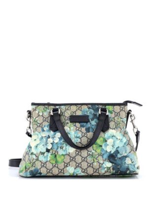 Pre-Owned Gucci средняя сумка-тоут с молнией и ручкой Medium Convertible Zip Tote GG Coated Canvas с принтом Blooms