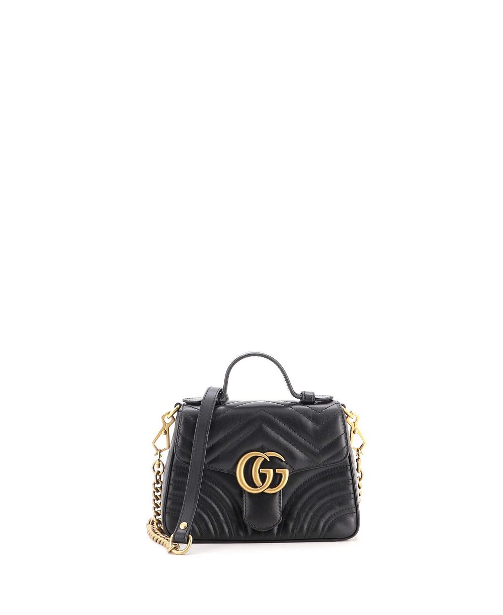 Б/у маленькая сумка Gucci GG Marmont Mini Top Handle с клапаном из стеганой кожи