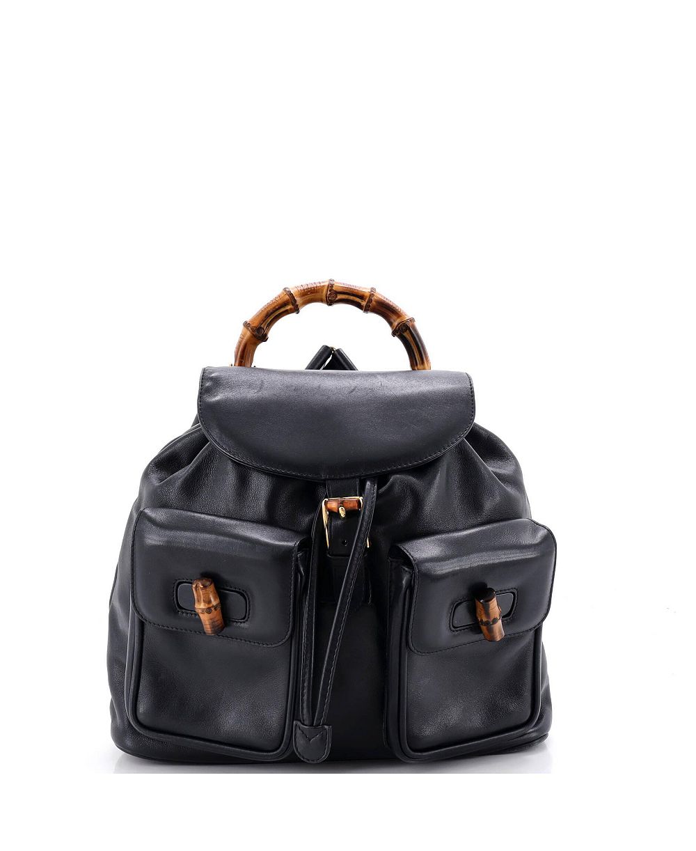 Pre-Owned Gucci Medium Vintage Bamboo Backpack Leather
