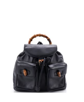 Pre-Owned Gucci Medium Vintage Bamboo Backpack Leather