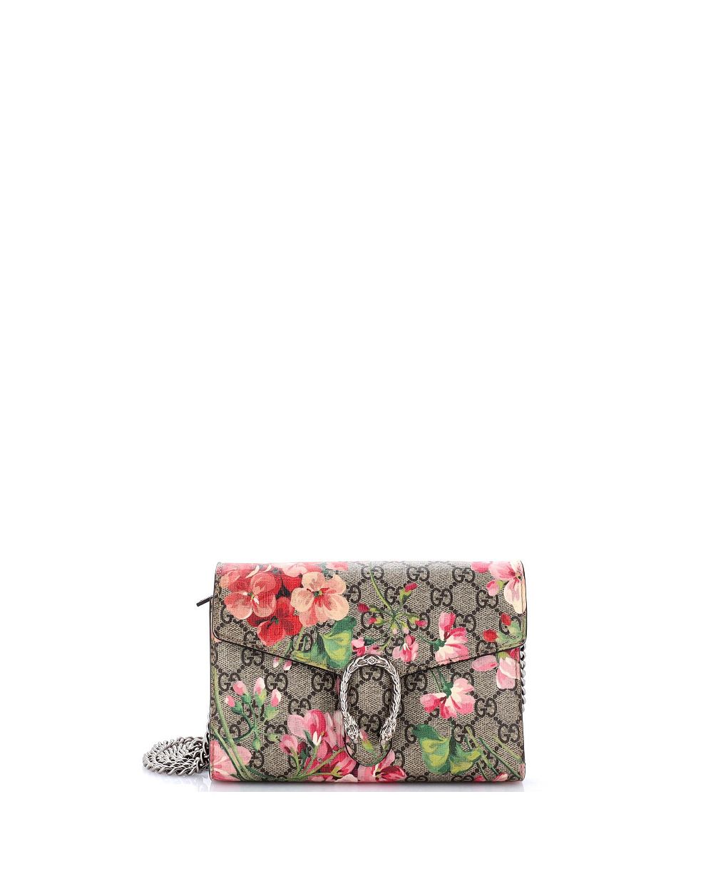 Б/у кошелек-цепочка gucci small dionysus с принтом blooms из лакированной ткани gg coated canvas