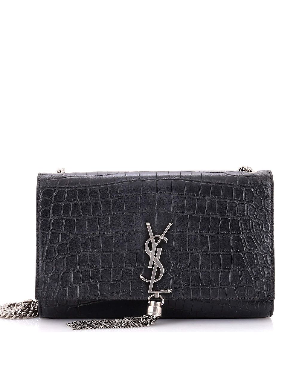 Б/у средняя сумка через плечо Saint Laurent Classic Monogram с кисточкой из тисненой кожи с монограммой
