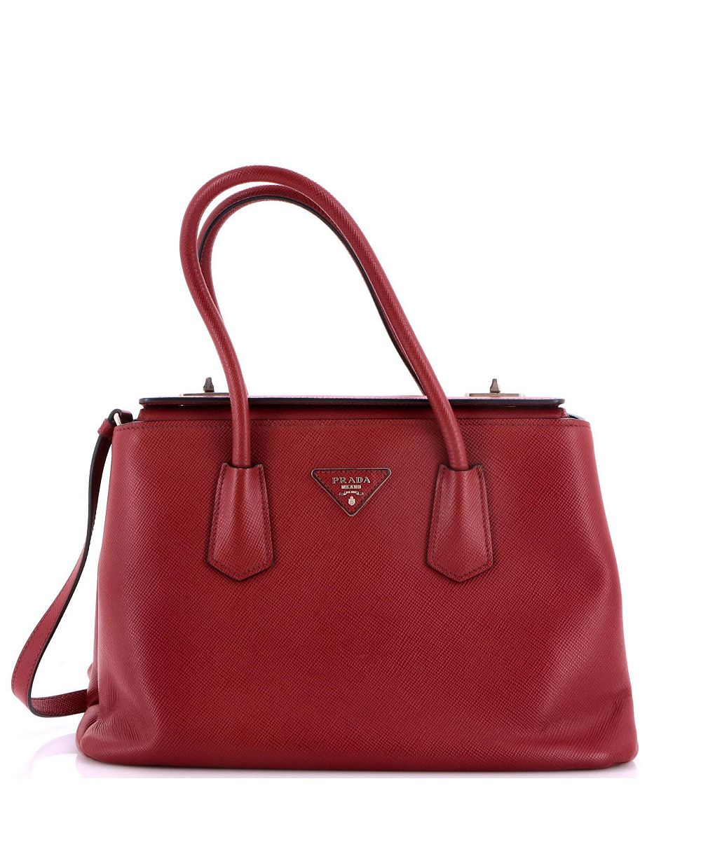 Б/у маленькая сумка-тоут Prada Small Turnlock Cuir Twin из кожи Saffiano