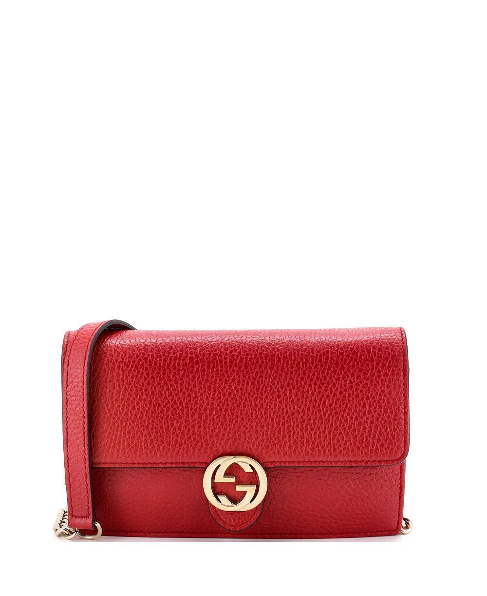 Б/у кошелёк-цепочка Gucci Interlocking из кожи