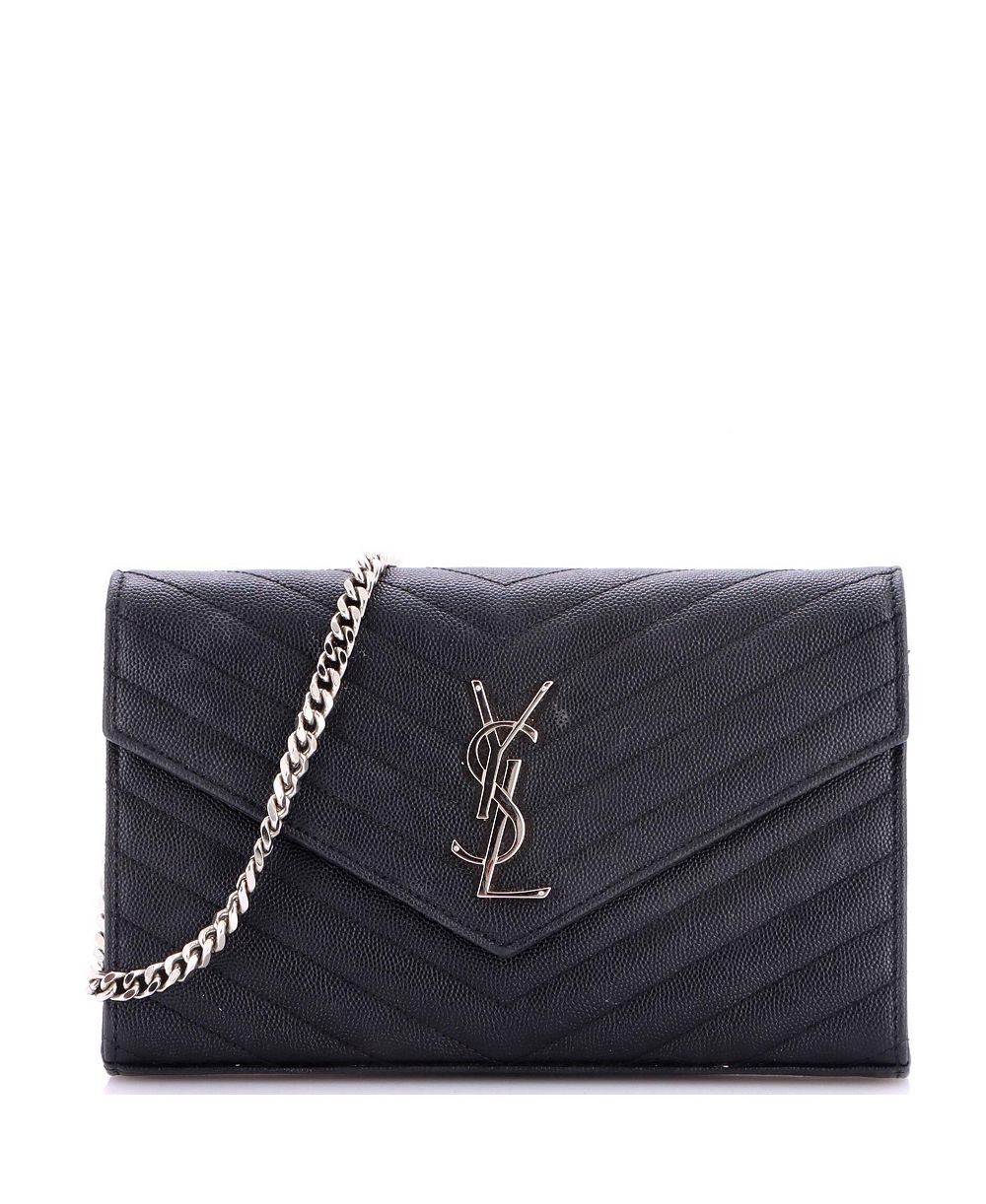 Б/у средняя сумка-кошелек на цепочке Saint Laurent Classic Monogram из стеганой кожи с узором шеврон