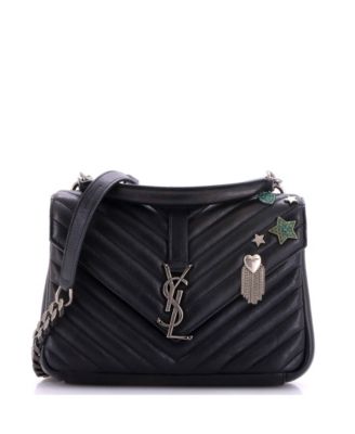 Pre-Owned Saint Laurent Medium Classic Monogram College Bag Matelasse Chevron Leather