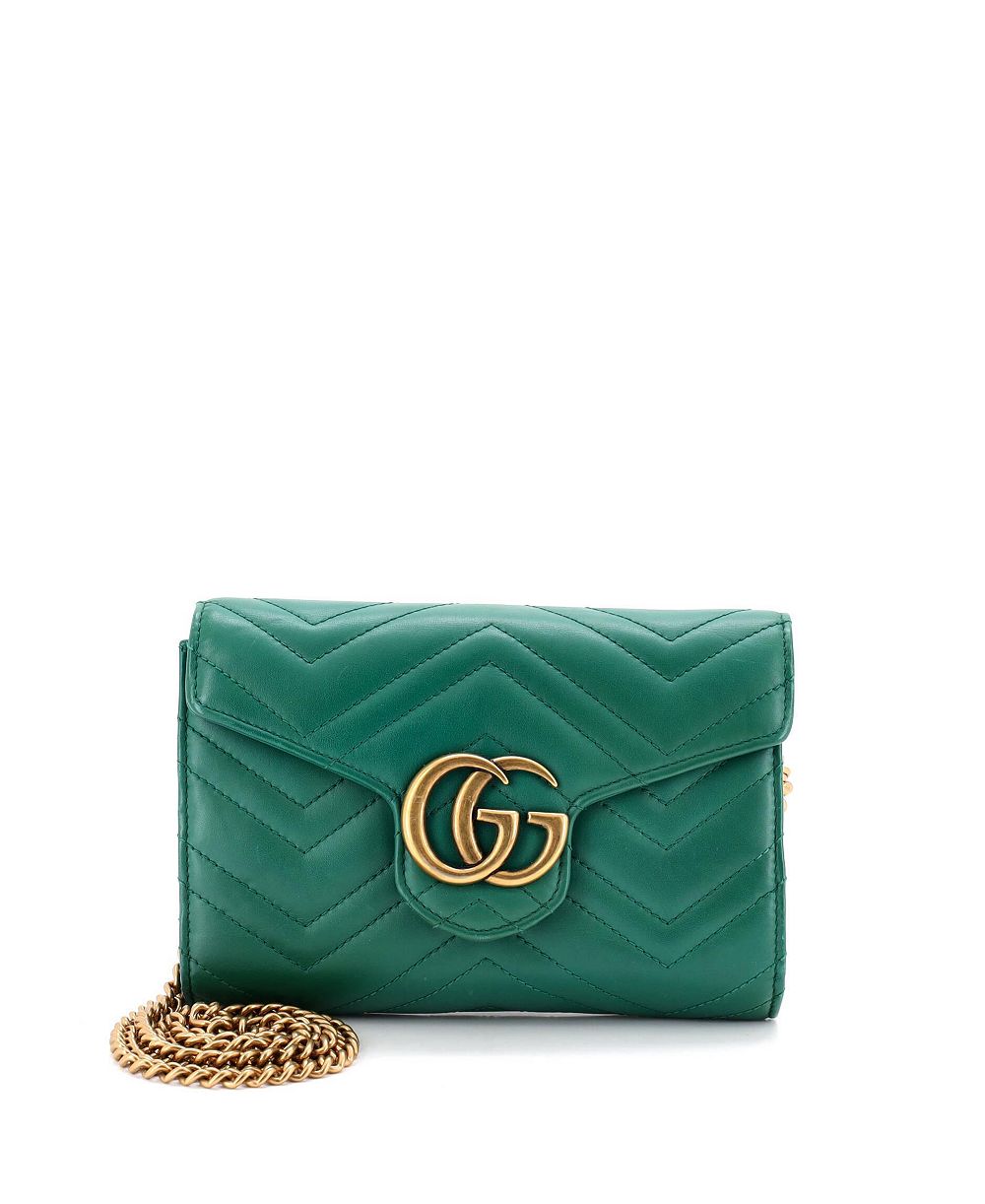 Pre-Owned Gucci GG Marmont мателассе кошелек на цепи