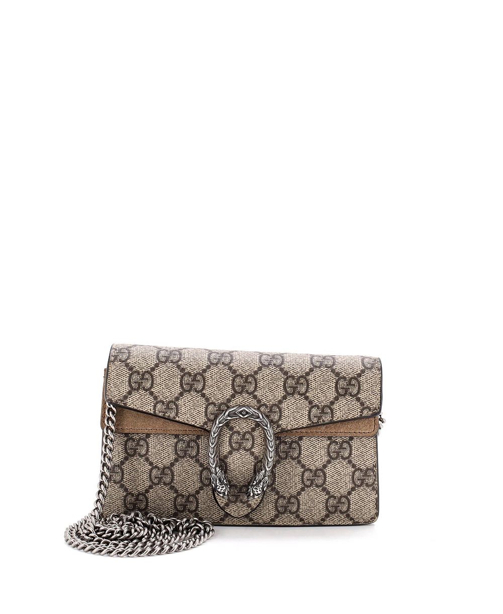 Б/у маленькая сумка-кроссбоди Gucci Super Mini Dionysus из ткани с покрытием
