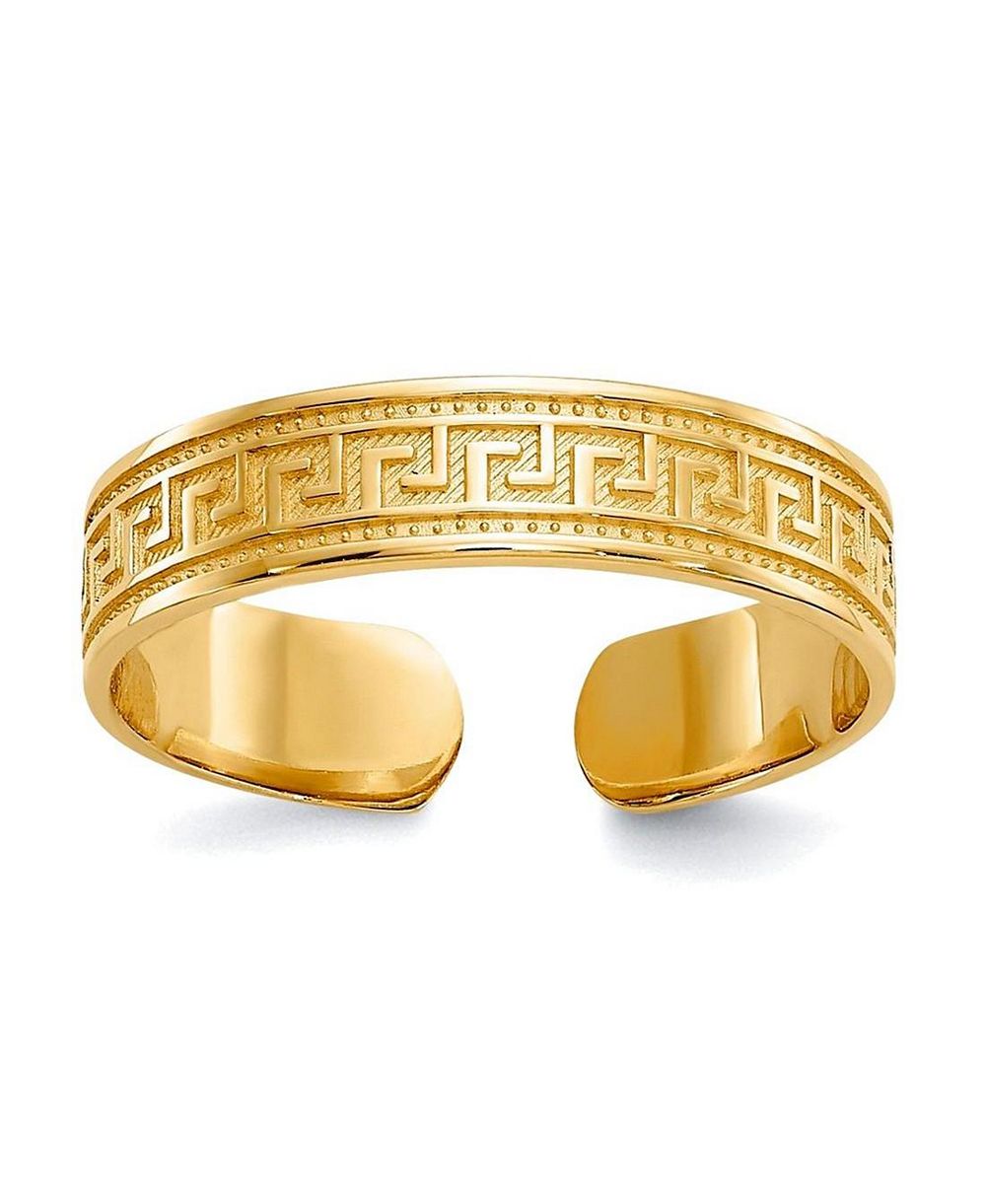 Регулируемое кольцо на палец Curata Jewelry с греческим ключом, 4 мм, из желтого золота 10k