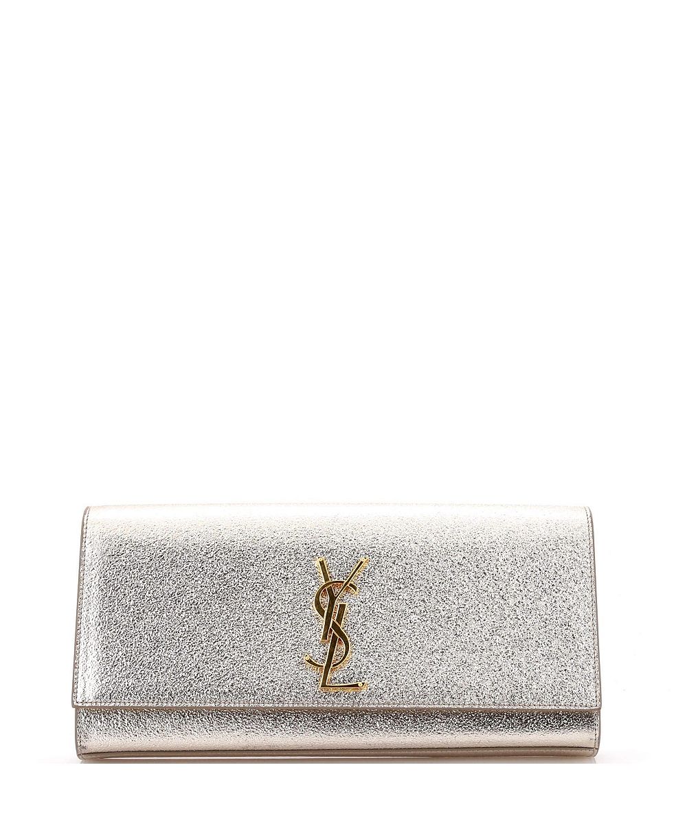 Pre-Owned Saint Laurent Long Classic Monogram Clutch Metallic Calfskin