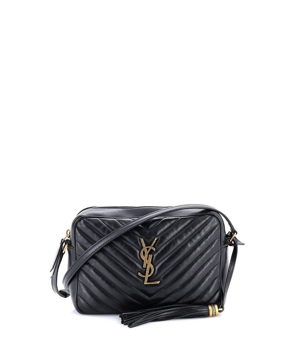 Б/у маленькая сумка-камера Saint Laurent Lou с стеганым шевронным узором из кожи
