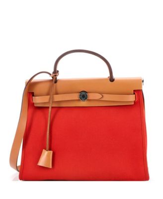 Б/у сумка Hermés Herbag Zip Medium из кожи и ткани, кросс-боди через плечо