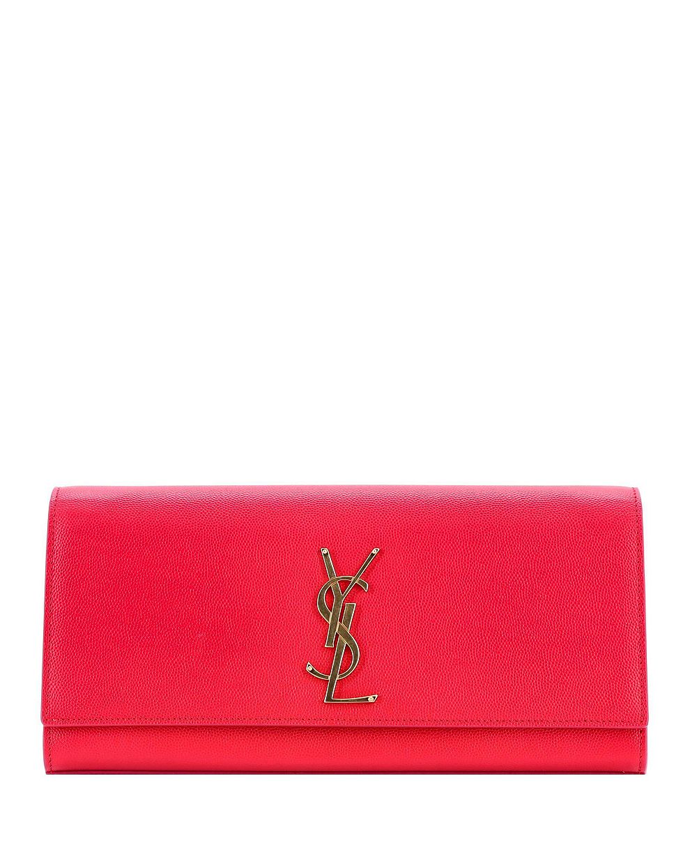 Б/у длинный классический клатч Saint Laurent из кожи с монограммой
