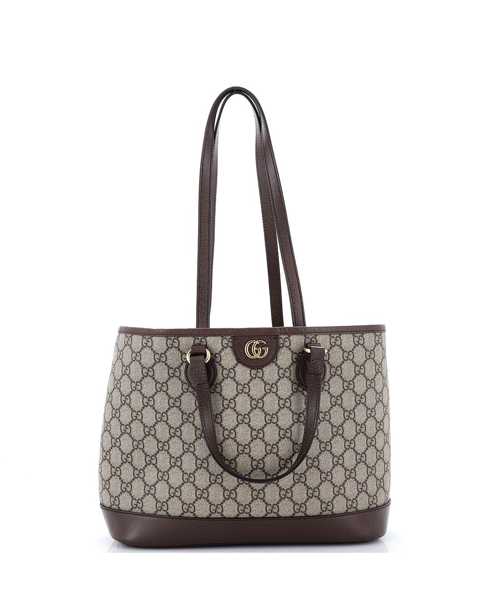 Pre-Owned Gucci Маленькая сумка-тоут Ophidia Top Handle Shopping из лакированной ткани GG и кожи