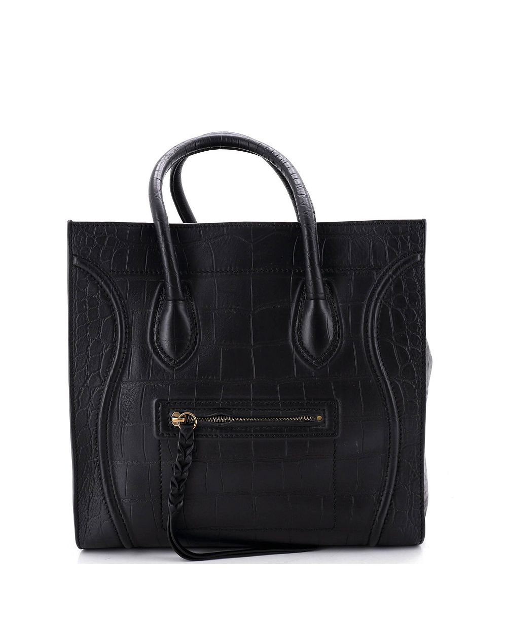 pre-owned celine средняя сумка фантом с тиснением из кожи