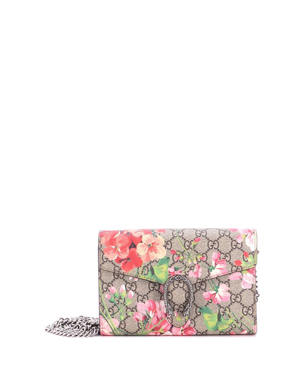 Б/у маленькая сумка-мессенджер Pre-Owned Gucci Small Dionysus Chain Blooms-Print Coated-Canvas Crossbody