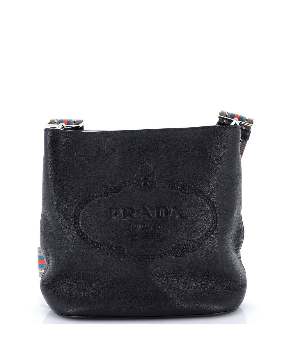 Б/у сумка-мессенджер Prada Medium Logo Bucket из кожи Vitello Phenix