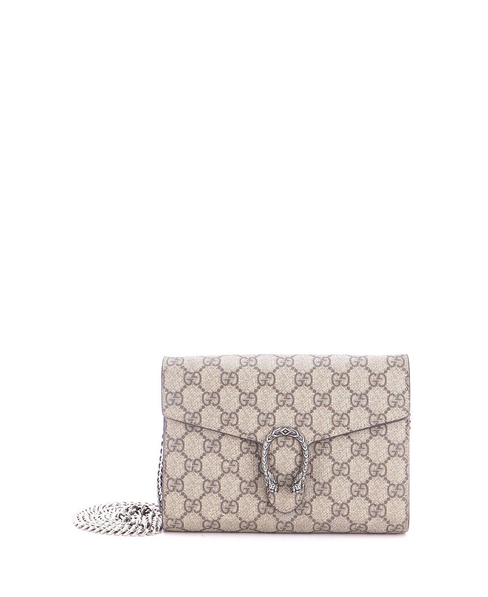 Сумка Pre-Owned Gucci Dionysus Small GG из лакированной ткани с цепочкой, кошелек