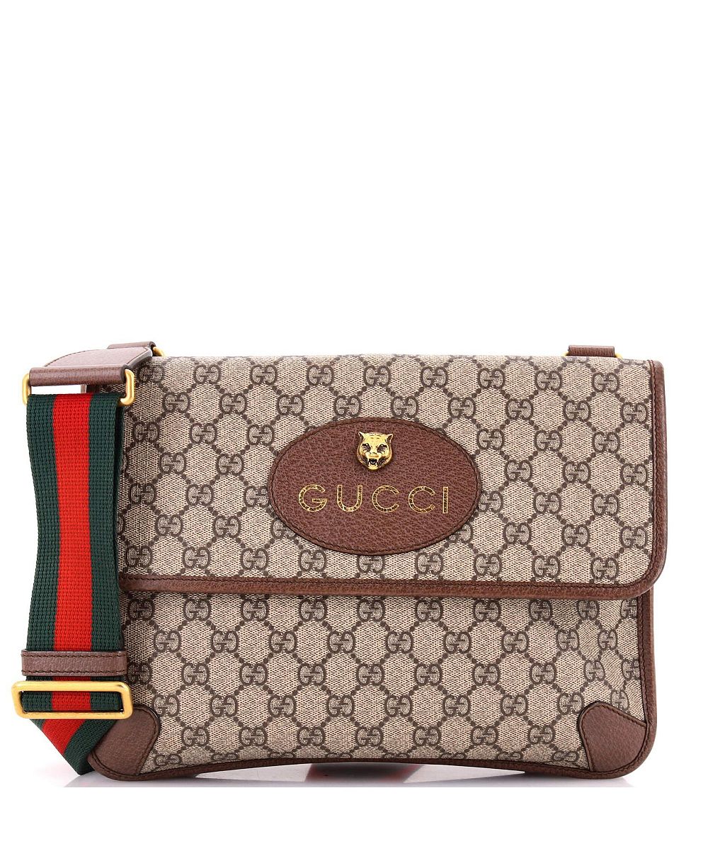 Б/у средняя сумка-мессенджер Gucci Medium Neo Vintage Flap GG из лакированной ткани