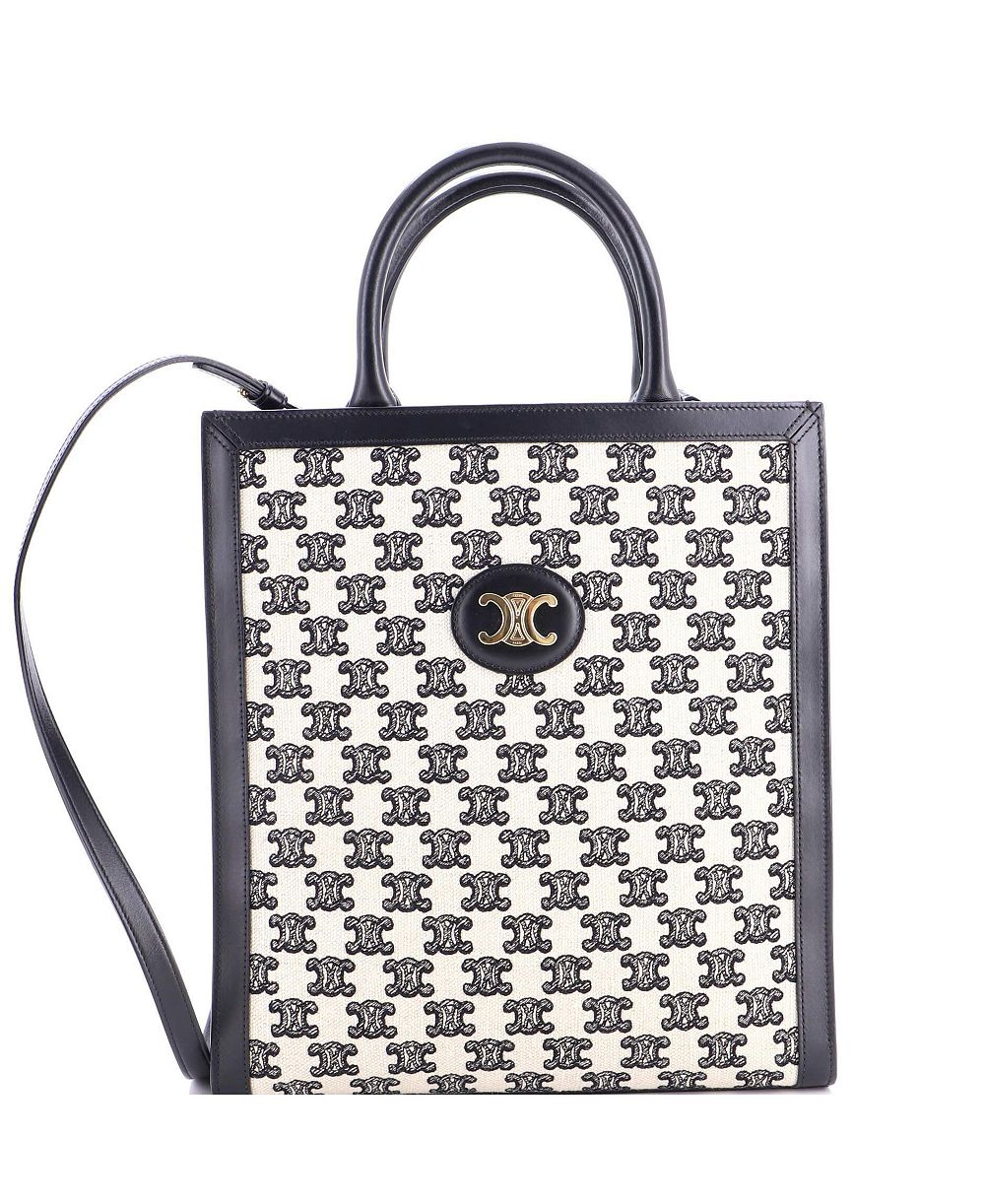 Pre-Owned Celine маленькая вертикальная сумка-тоут Cabas из вышитого канваса с кожей