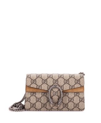 Б/у мини-сумка Gucci Super Mini Dionysus из холста GG с покрытием