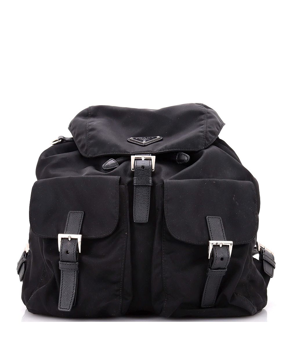 Б/у рюкзак Prada Medium Double Front Pocket Re-Nylon с кожаными вставками