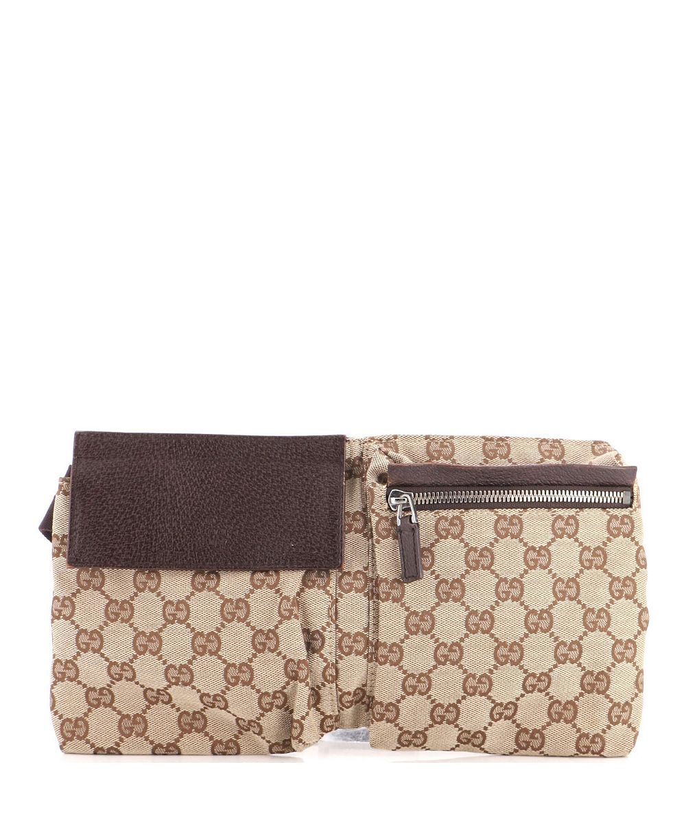 Б/у винтажная сумка-ремень Gucci GG Canvas с кожей