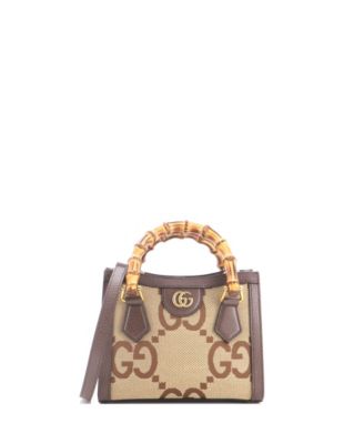 Pre-Owned Gucci Mini Diana NM Bamboo Handle Tote Jumbo GG Canvas