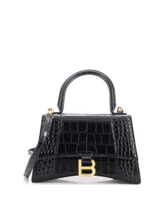 Б/у сумка Balenciaga Small Hourglass с ручкой из тисненой кожи
