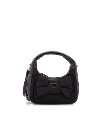 Б/у маленькая сумка-хобо Prada Mini Padded Bow Re-Nylon с бантом